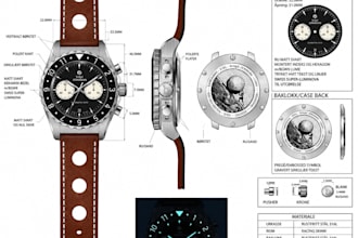 create professional watch technical drawings for manufacturing
