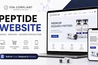 peptide website design, peptide website redesign or research peptide store