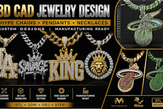 design 3d cad custom hype chain turnover chain necklace jewelry product design