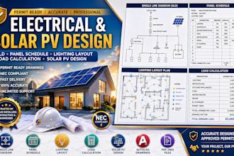 prepare electrical single line diagram, panel schedule, lighting layout fast