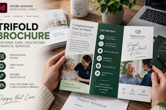 design trifold med spa skincare brochure booklet for cosmetic clinic in indesign