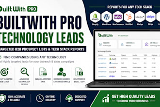 provide builtwith pro shopify, tech stack, and competitor reports