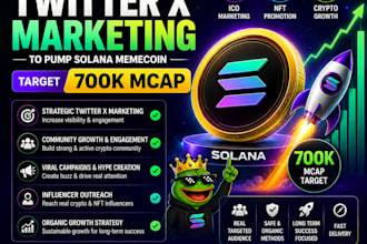 do ico, nft, crypto twitter x marketing to pump solana memecoin for 700k mcap