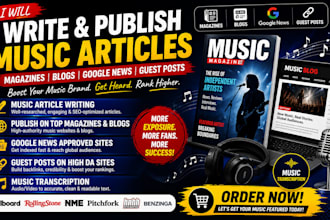 music article writing publish music magazine music blog google news guest post