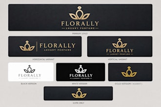 design luxury perfume logo, perfume bottle label and package design and mockup