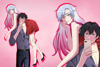 draw dynamic anime character art and aesthetic illustrations
