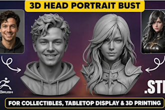 sculpt custom 3d head bust 3d face likeness full body stl file for 3d printing