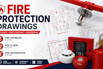 design fire protection drawings, fire sprinkler, fire alarm suppression system