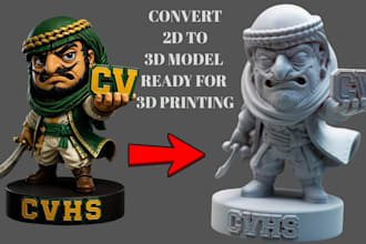 convert 2d to 3d model image to 3d stylized figurine 3d toy stl 3d printing