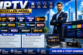 setup reseller panel with test for lion ott, mega ott, dream4k, strong8k, trex