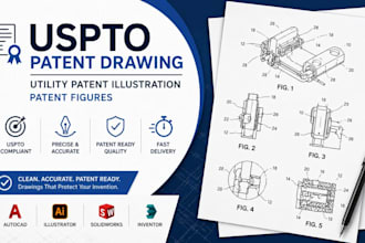 create uspto patent drawing, utility patent illustration, patent figures