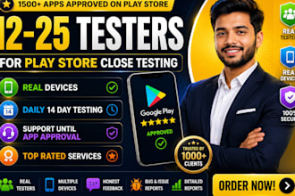 provide 12 testers for google play closed testing for 14 days 12 app tester