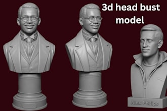 sculpt realistic 3d head bust head portrait face likeness head stl for printing