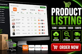 list and SEO optimize products on temu shein amazon and subito
