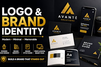 design a modern minimalist logo and complete brand identity kit  for ai start up