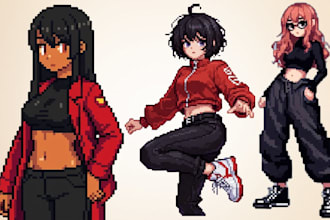 design pixel art animation pixel sprite sheet nsfw character for pixel game