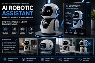 design ai robotic assistant product design, 3d product, product visualization