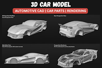 create 3d car model, automotive cad, car parts, product rendering and stl design