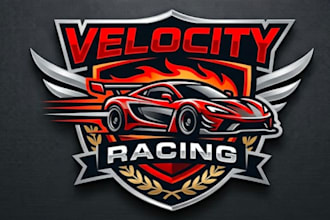 make custom high quality racing car logo with t shirt design