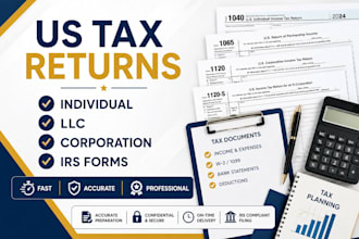 prepare and file US tax returns for llc, corporation, and individual