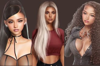 create custom 3d mesh hair for second life, vrchat, vtuber, sims4, sansar, imvu