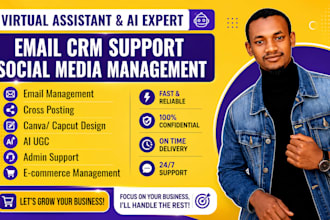 be your social media, email CRM ai ugc content virtual assistant canva capcut