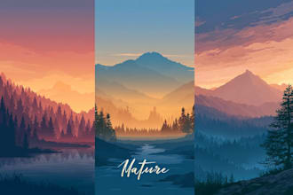 draw a flat vector landscape illustration