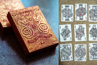 design custom card game 54 poker card deck card box playing card illustration