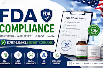 fda expert compliance, fda registration, mocra, label review, US agent