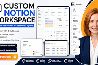 build a custom notion workspace, dashboard, CRM and client portal