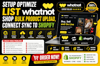 setup optimize list whatnot shop bulk product upload, connect sync to shopify