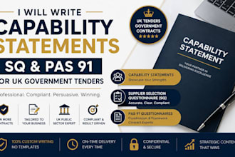 write capability statements, sq and pas 91 for UK government contract tenders