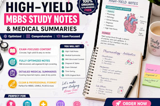 write high yield mbbs study notes and medical summaries