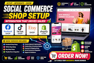 facebbok tiktok etsy shop setup social commerce shopify shop integration