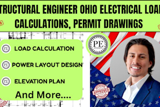 structural engineer ohio electrical load calculations, full permit set, mep plan