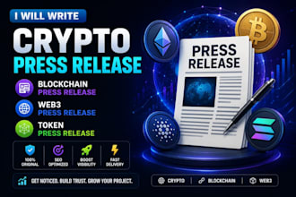 write crypto press release blockchain press release web3 press release token PR