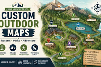 design custom resort maps, park maps, outdoor maps, and adventure maps