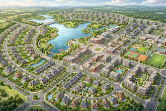 create neighborhood map, parcel map, property layout and master development plan