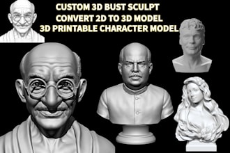 sculpt 3d bust model likeness 3d head 2d photo to 3d model stl 3d printing