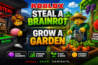do roblox full game creation, steal a brainrot, grow a garden or simulator game