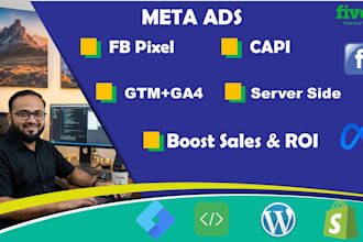 setup meta ads, facebook pixel, capi, GTM and ga4 tracking