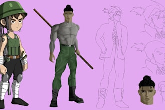 do 2d cartoon character design pixel art game asset cartoon illustration