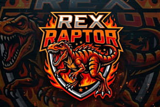 design an awesome rex raptor mascot logo