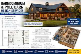 be your architect, draw barndominium plans, pole barns, metal building plans