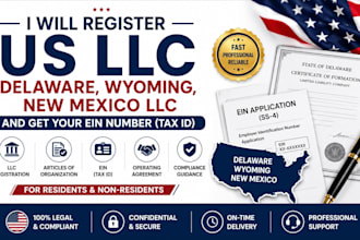 register US llc ein tax id delaware wyoming new mexico business registration
