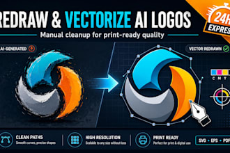 manually redraw and vectorize ai generated logo for print