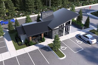 renovate 3d multi family house,facade exterior, urban landscape,cgi parking lot