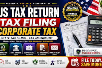 prepare US tax return, tax filing, corporate tax and tax amendment