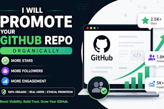 promote your github repo organically, star, folowers, and engagement