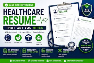write ats optimized nursing, pharmacy resume, CV, cover letter, linkedin